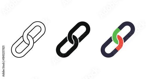 Chain link icons in different styles and colors