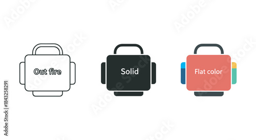 Different style suitcase icon set for travel and tourism