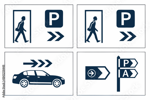 Clean Vector Parking Zone Navigation Icon Set  Pur (3) Vector SVG Design