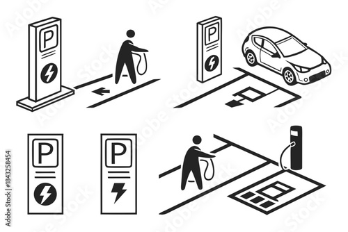 Clean Vector Parking Zone Navigation Icon Set  Pur (2) Vector SVG Design