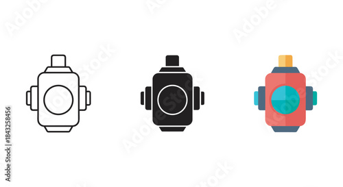 Vape pen icons in different colors and styles