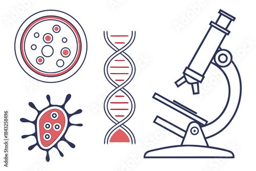 Modern Microorganism Lab Test Symbol Icon Set  Whi (1) Vector SVG Design