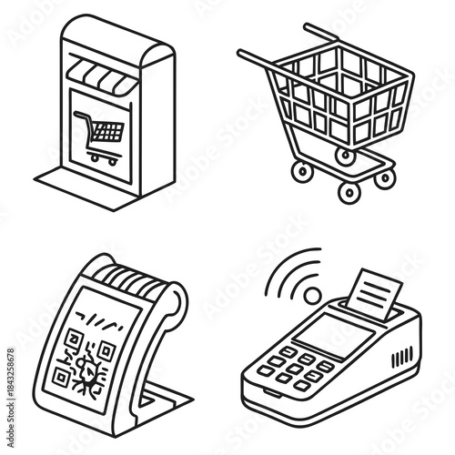 Thin Line Smart Retail Checkout Automation Icon Se (1) Vector SVG Design