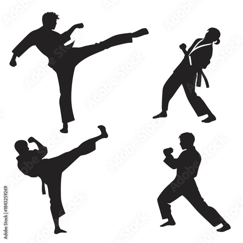  Set Of 4  Martial Arts Kick Pose  Punch Pose  Sta (1) Vector SVG Design