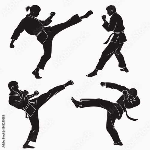  Set Of 4  Martial Arts Kick Pose  Punch Pose  Sta (2) Vector SVG Design