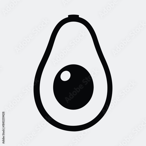 Silhouette halved avocado fruit with pit healthy food minimal black icon vector illustration