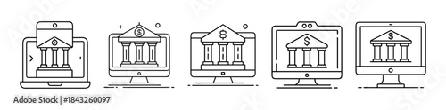 Secure online banking and digital financial services icon set.