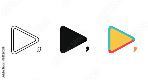 Play button icon set for media and entertainment