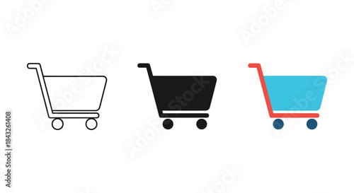 Shopping cart icon set for e-commerce and online store