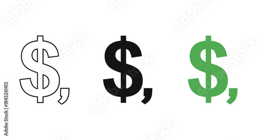 Dollar sign icons in different colors and styles