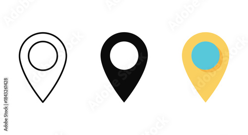 Map pin icons in different colors and styles