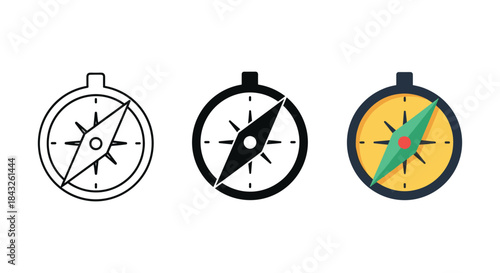 Compass icons set for navigation and direction