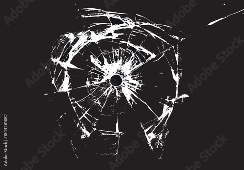 Cracked Glass and Bullet Hole Background Vector Design