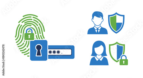 Digital Security and User Authentication Icons.