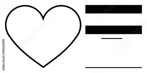 Heart outline paired with bold equals symbol conveys equality, love, fairness, social justice, relationships, equity, and inclusion. Ideal for advocacy, diversity unity fairness and human rights