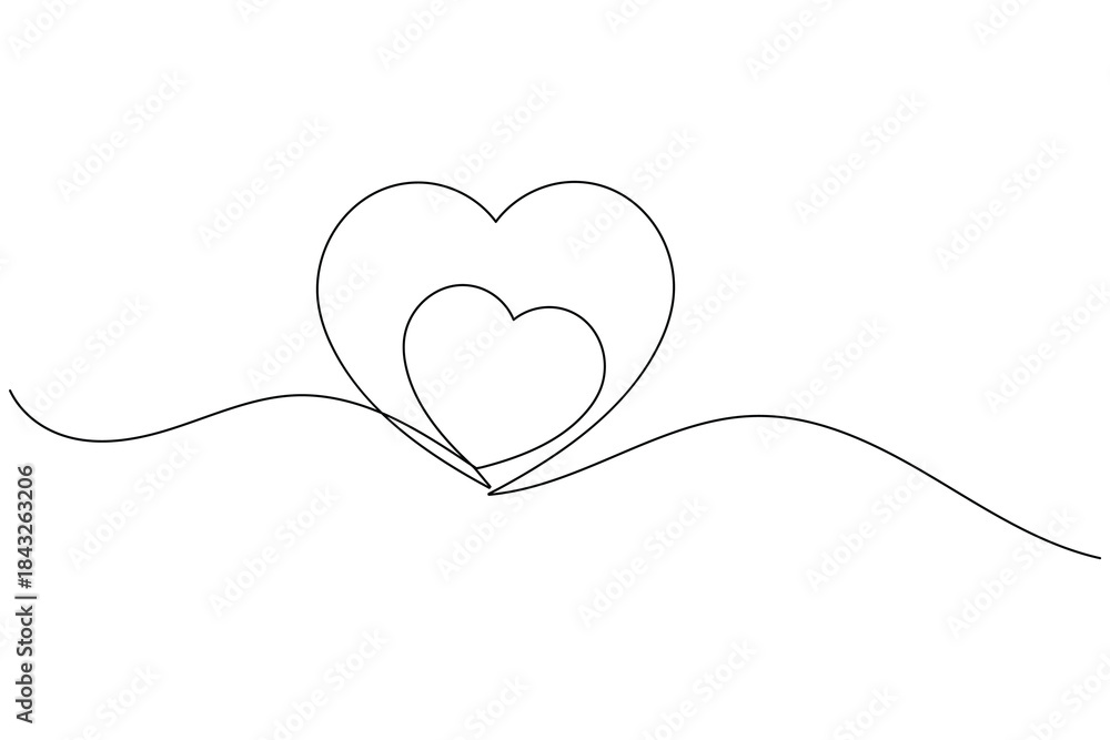 Fototapeta premium Minimal heart shape drawn in single line modern romantic line art