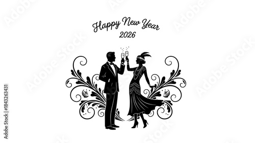 New year 2026 celebration couple toast