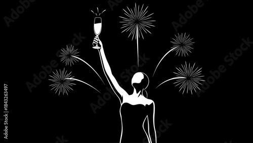 Fireworks celebration with toast