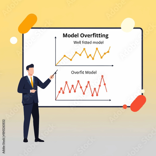 Machine learning concept visualization comparing well fitted model versus overfit model performance in data science training and analysis