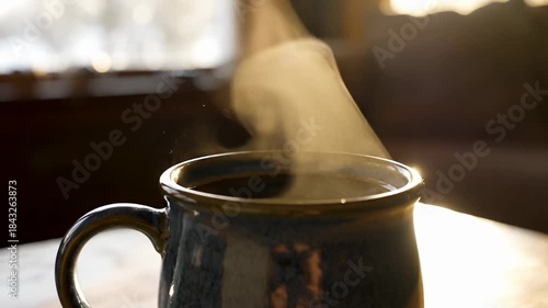 Steaming Coffee Cup - A Warm and Inviting Morning Ritual.