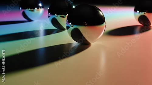 Abstract Spheres on Colorful Surface - A Modern Art Display.