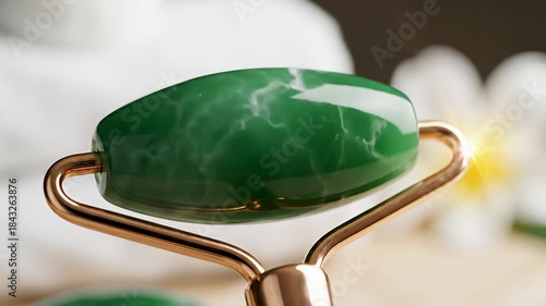 Jade Roller Close-Up - Beauty and Wellness in Focus.