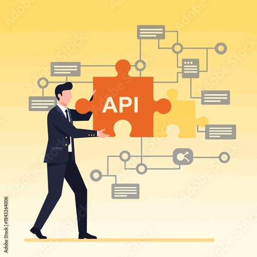 Api integration concept business connection system development software architecture solution technology data exchange process connection management linking