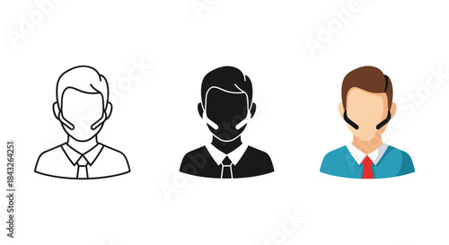 Different styles of customer service representative icons