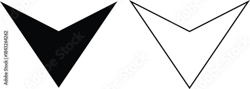 Chevron Arrow Vector Set Collection Group Black Flat and Line Style Direction Symbols, Navigation Pointer Marks, Guide Indicators, Shape Signs, Forward Move Icons, Minimal Graphic Elements