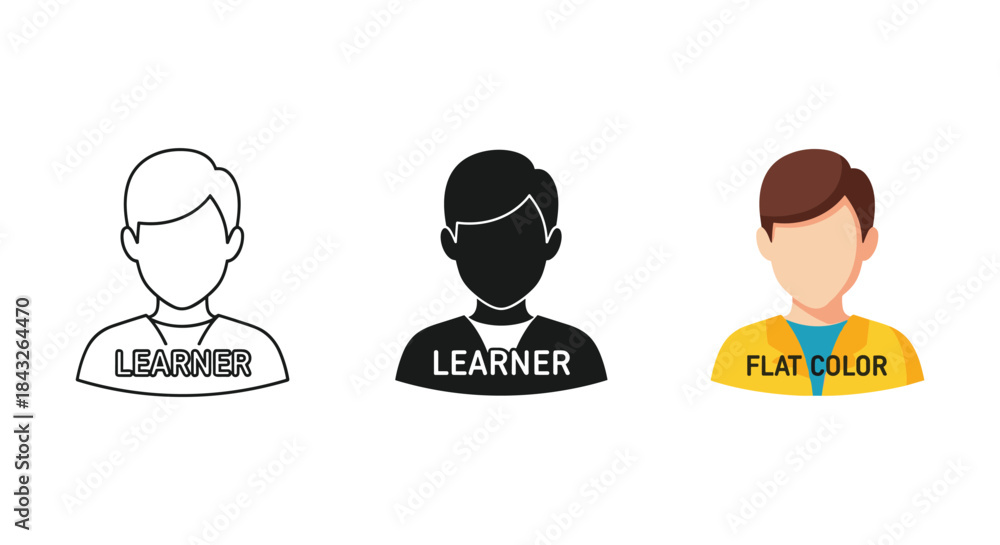 Naklejka premium Different styles of user avatars or icons for learner