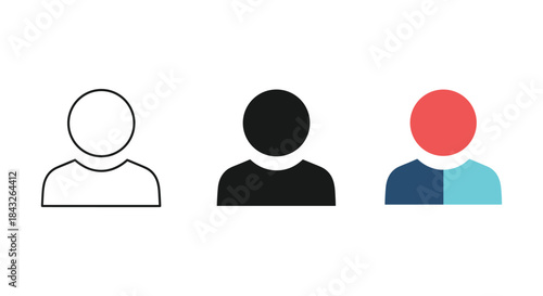 Three different user profile icons