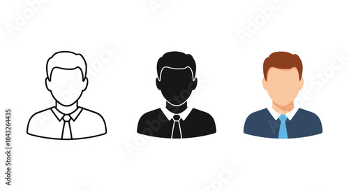 Different styles of male avatars in business attire