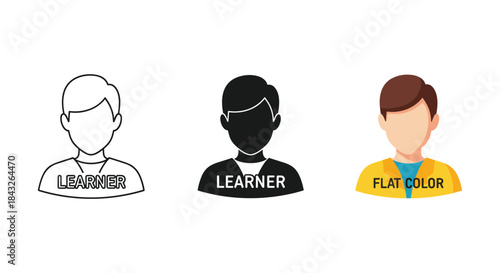 Different styles of user avatars or icons for learner
