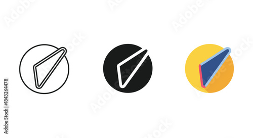 Set of paper plane icons in different colors and styles