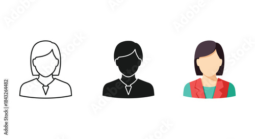 Three different user profile icons