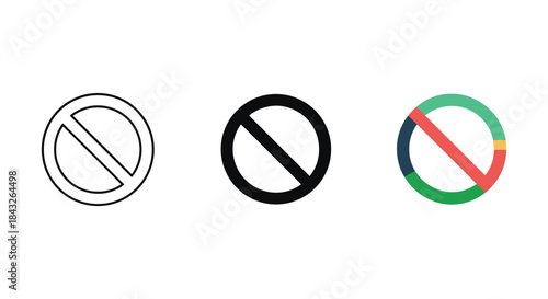 Set of prohibition signs in different styles