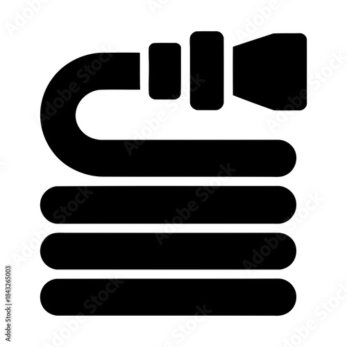 coiled hose with nozzle glyph icon