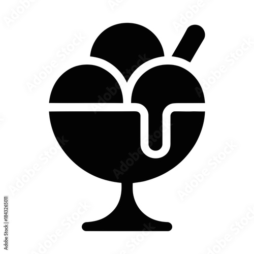 ice cream sundae in glass glyph icon