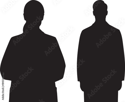 Silhouettes of Two Business People Standing Together