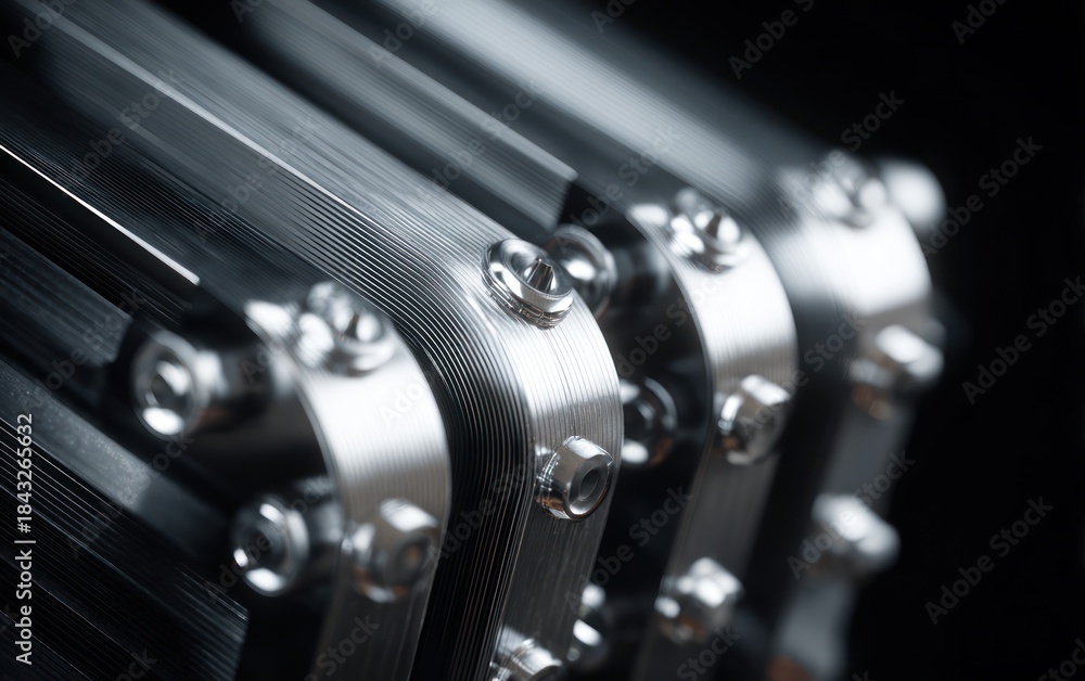 Fototapeta premium Close up view of metal machine components showing detailed design and structure