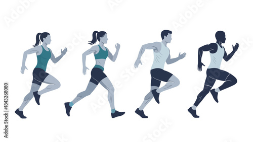 Diverse Group of Runners in Motion, Representing Fitness and Athleticism