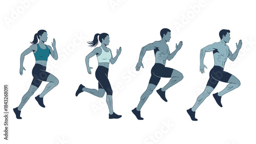 Diverse Group of Athletes Running Together: Men and Women in Motion