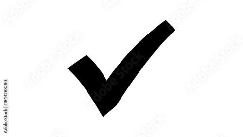 Black Check Mark Symbol on White Background, Graphic Element for Confirmation and Success