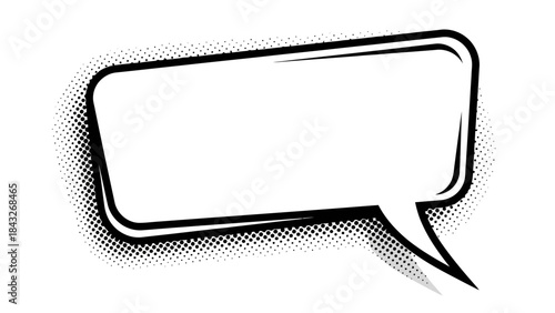 Retro Comic Book Speech Bubble with Halftone Dots and Shadow - Empty Text Space