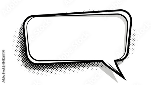 Retro Comic Book Speech Bubble with Halftone Shadow Effect, Blank and Ready for Text