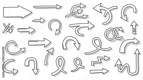 Diverse Hand Drawn Arrow Collection for Design and Infographics