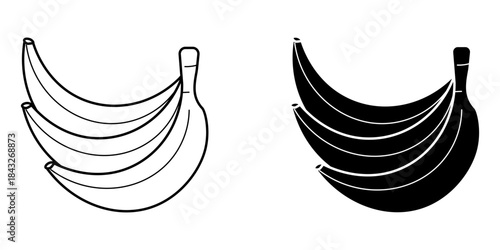 Banana set icon on white background