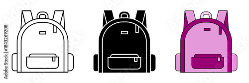 Bag school set icon on white background