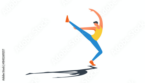 Dynamic Male Dancer Performing Flexible High Kick