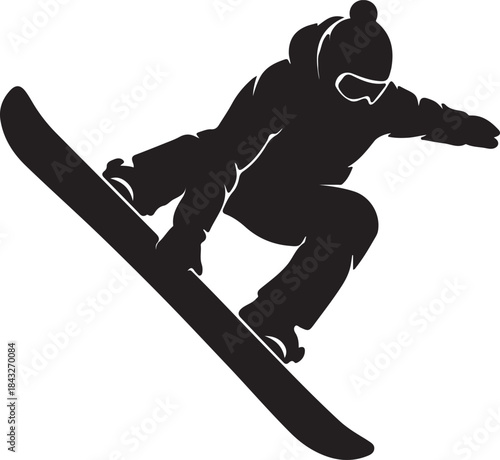 Flying snowborder digital pen sketch